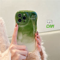 Coque de téléphone portable ondulée de style Ins Matcha Green pour iPhone 14 Pro Max 13 Pro 12 11, coque arrière souple en TPU