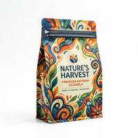 Lage minimale bestelhoeveelheid (MOQ) op maat bedrukte staande pouch van aluminiumfolie, vocht- en geurdicht, BPA-vrij, voor voedselverpakkingen zoals snacks, noten en gedroogd fruit.