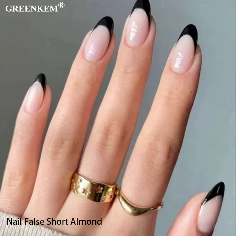 Plastic Wearable Nail False Short Almond Simple Elegant Art Design Durable Reusable Full Cover False Nails
