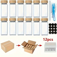 Ensemble de 24 pots à épices minimalistes en verre borosilicate de haute qualité, hermétiques, anti-fuite, avec couvercles en bambou, design carré, compatibles lave-vaisselle, modernes