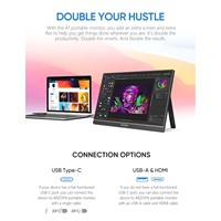 Arzopa Écran LCD Portable Type C Mini Multi-Écran d'Extension pour Ordinateur Portable avec Support Moniteur Mobile Externe