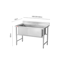 Évier utilitaire extérieur en acier inoxydable, design industriel fait main, surdimensionné, carré, à poser, à cuve unique, certifié NSF Eco Storage