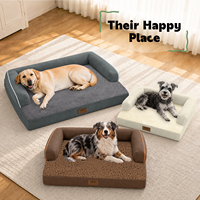Lit orthopédique personnalisé pour chien avec côtés imperméables en velours cristal, mousse alvéolée en forme de U, canapé pour animaux de compagnie, motif dessin animé tendance, fabrication OEM