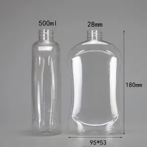 खाली स्पष्ट 500 मिलीलीटर 16 द्रव औंस डिटर्जेंट प्लास्टिक बोतल पैकेजिंग डिश धोने तरल डिटर्जेंट पालतू जानवर की बोतल