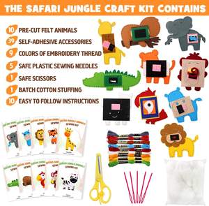 Kit Artigianale Educativo per Bambini con Animali Cartoon, Set di Cucito in Feltro per <span class=keywords><strong>Attività</strong></span> Motorie Fini - Product Image 3