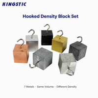 Ensemble de blocs de densité Hooked avec cubes en fer, aluminium, cuivre, laiton, zinc, plomb et étain pour expériences en laboratoire de physique et éducation STEM