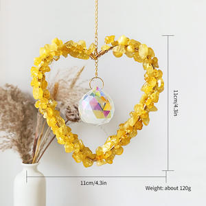 เครื่องรางห้อยลมรูปหัวใจทำจากหยกธรรมชาติ อเมทิสต์ โทแพซ โรสควอตซ์ ฟลูออไรต์ ขัดเงาด้วยมือ ลายธีมความรัก สำหรับตกแต่งสวน ลูกบอลคริสตัล - Product Image 6