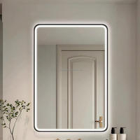 Grand miroir de salle de bain rectangulaire mural moderne, intelligent, tactile, éclairé par LED, écologique, sans cadre