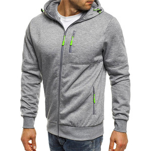 Venta al por mayor de fábrica personalizada Unisex Zip-up Fleece Hoodie Stand Collar <span class=keywords><strong>con</strong></span> decoración de bolsillo XL Size Plain Blank Men's Jacket - Product Image 6