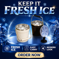 Seau à glace en acier inoxydable avec logo personnalisé, double paroi isolée sous vide, refroidisseur de boissons avec couvercle transparent, portable pour bar, pique-nique