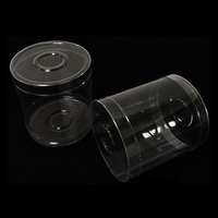 Boîte d'emballage cylindrique transparente en plastique avec couvercles