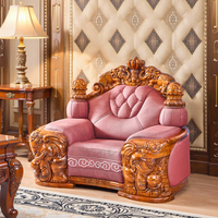 Ensemble de canapés en cuir sculpté en bois massif de style européen et chinois, quatre places, pour salon, garantie 1 an, éponge haute densité