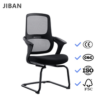 Chaises de bureau modernes en maille pour bureau à domicile et salle de réunion, ergonomiques, pivotantes, faciles à nettoyer, accoudoirs fixes, dossier mi-haut, pieds en arc, base en métal