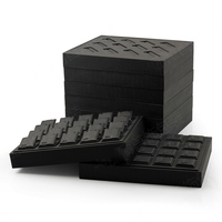 Présentoir Commercial Carré Pliable Moderne en PU Noir et Or pour Bijoux, Boucles d'Oreilles et Colliers