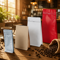Sacs d'emballage pour grains de café, sachets à fond plat, sacs imprimés avec logo personnalisé pour l'emballage des torréfacteurs de café à domicile