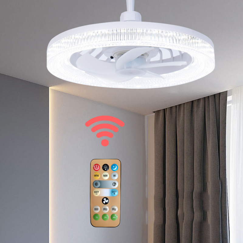 Intelligent Remote Adjustable Three Colors Changeable Temperature Household Ceiling Lamp Highlight Led Fan Light Smart Dimming