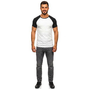 T-shirts de sport pour hommes 100% coton, coupe ajustée, respirants, col rond, manches courtes, séchage rapide, coupe musclée, t-shirts unis avec motif de lettres - Product Image 1