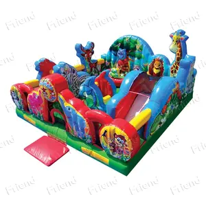 ממלכת חיות inflable פעוט אזור עיר כיף עבור תינוק, inflable משחקים הקפצה טירה לילדים משחק ולשחק