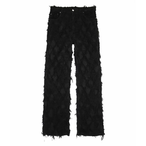 OEM da uomo pantaloni <span class=keywords><strong>larghi</strong></span> in <span class=keywords><strong>pelle</strong></span> impilati Casual pantaloni a zampa larga <span class=keywords><strong>Jeans</strong></span> traspiranti con fondo a cerniera - Product Image 2