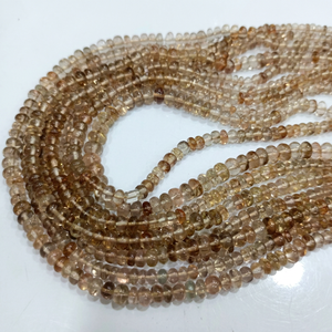 Cuentas de Topacio Marrón Natural en Forma de Rondelle, Lisas, de 3-4 mm, Vendidas por Hilo de 13 Pulgadas - Product Image 1