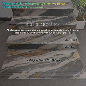 Azulejo de Porcelana con Efecto Mármol Gris Oscuro para Escaleras, 10 mm de Grosor, Resistente al Desgaste, Tamaños Personalizados, para Casas, Hoteles, Villas y Penthouses - Product Image 2