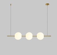 Nordischer Moderner Mini-Kronleuchter mit Mehreren Glaskugeln und Schmiedeeisen-Langstange für Esszimmer, LED, Höhenverstellbar, Warmweiß