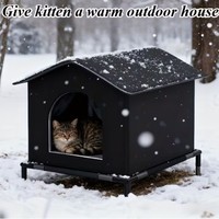 Tente d'extérieur grande et fermée pour chat errant, imperméable, résistante au froid, pour l'hiver, fournitures pour animaux de compagnie