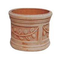 Pot de fleurs en terre cuite fait main pour l'extérieur, patio, cour, décoration pour citronnier ou plantes à fleurs