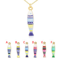 Pendentif Poisson Multicolore en Émail Plaqué Or 18K pour Fabrication de Bijoux
