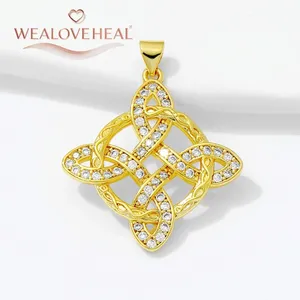 Colgante de Nudo Mágico de Bruja Chapado en Oro de 18K con Circonia, Amuleto de <span class=keywords><strong>Buena</strong></span> <span class=keywords><strong>Suerte</strong></span> <span class=keywords><strong>para</strong></span> Brujería, Amuleto de Protección Wicca <span class=keywords><strong>para</strong></span> Fabricación de Joyas - Product Image 2