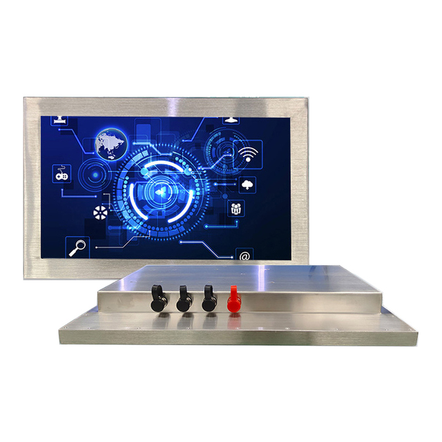 sunlight Readable 18.5 Inch LCD LED Stainless Steel Touch Screen Monitor with VGA HDM1 in M12 Connectors for Workstation PC