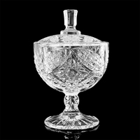 Pot à bonbons en verre cristal gravé de style classique, sur pied, pour buffet de mariage, pot à bonbons de luxe en verre cristal embossé