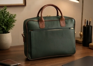 Sac pour ordinateur portable en cuir de veau pleine fleur, sac professionnel pour le travail quotidien, unisexe - Product Image 1
