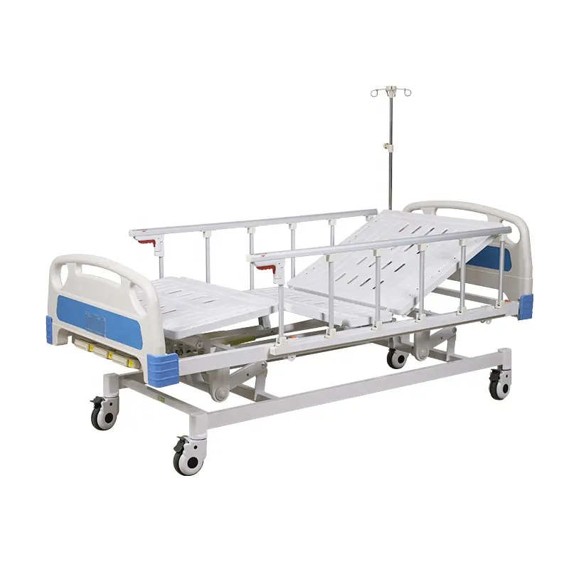 Cama de hospital manual de três manivelas, cama doméstica com três funções