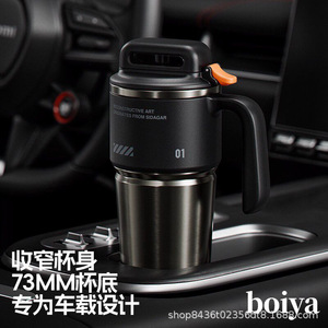 Boiya Stainless Steel Tumbler 1000Ml Ceramic Inner Liner <b>Insulated</b> Travel <b>Mug</b> With Handle For Men - Product Image 3