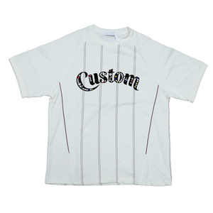 T-shirt personnalisé pour homme, style streetwear, noir et blanc, rayé, avec strass, surdimensionné, décontracté, manches courtes - Product Image 2