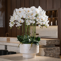 Arrangement de fleurs d'orchidées artificielles NI avec pot, plante d'orchidée Phalaenopsis réaliste pour la décoration de table à la maison, plante artificielle