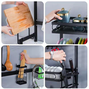 Estante de secado de platos extensible de acero al carbono extra grande para 4 apilamientos barato sobre fregadero estante de almacenamiento de utensilios de cocina - Product Image 5