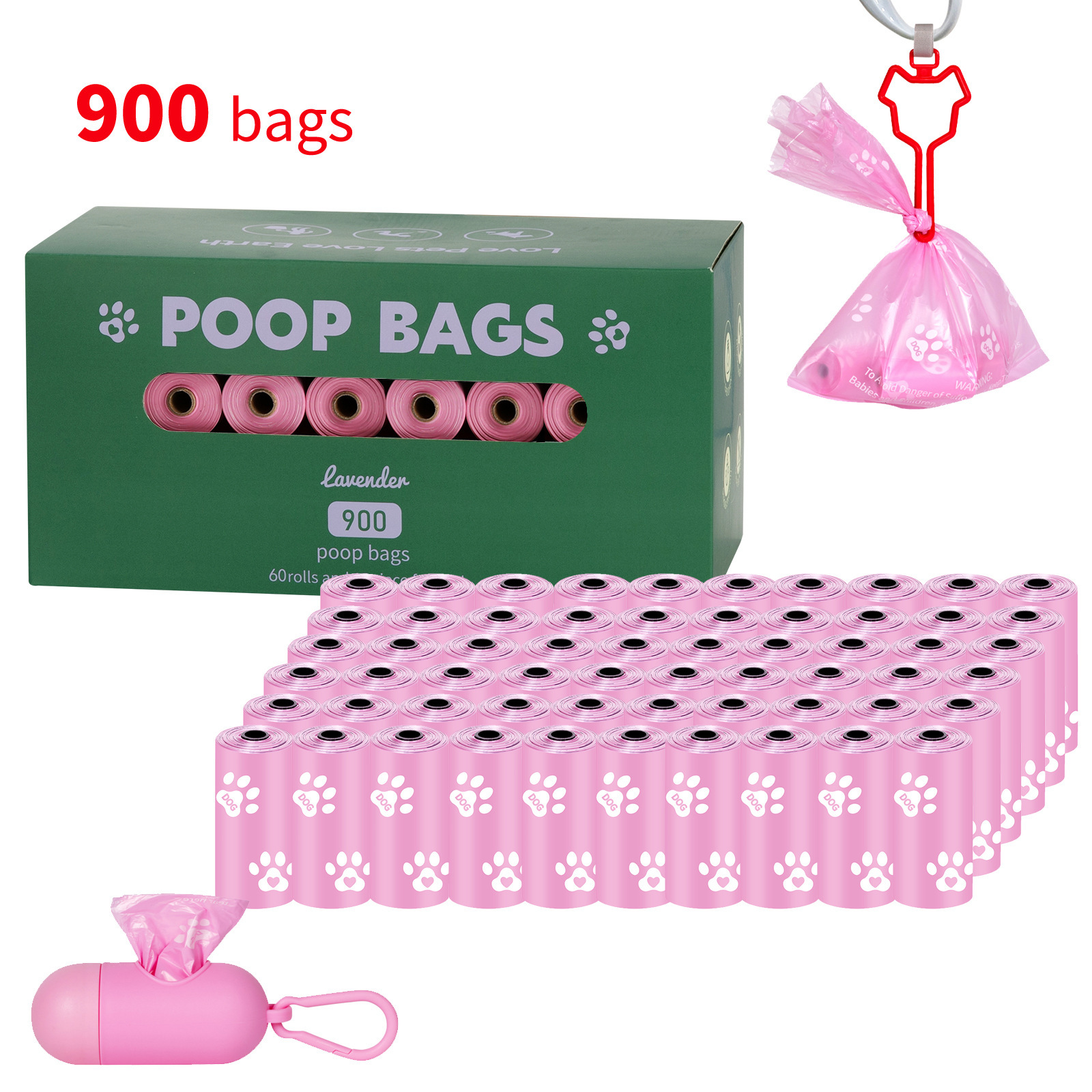 Pink Footprints 60 rolls + Distributor + Clips