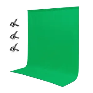 6.5*9.8英尺绿色铬键细布背景布背景屏幕，带3个夹子用于工作室视频照片摄影