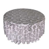 Schöne Mesh Lace Stoff Pailletten bestickte Design Tischdecke Overlay für die Hochzeit