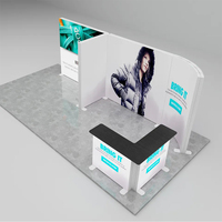 Stand de Exhibición Portátil de Aleación de Aluminio con Retroiluminación LED de 10x10 pies, Impresión a Color Personalizada, Forma Personalizada, para Ferias Comerciales