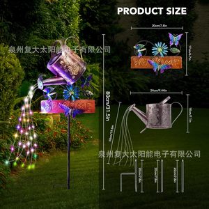 Solar Watering Can Garden <b>Light</b> With Welcome <b>Sign</b> LED Solar Powered Outdoor Decorative Stake <b>Light</b> - Product Image 2