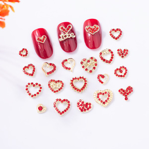 เครื่องประดับโลหะรูปหัวใจสำหรับตกแต่งเล็บวันวาเลนไทน์10ชิ้น/ถุงเครื่องประดับสุดน่ารักโลหะผสมรูปหัวใจลูกพีชกลวงมีเสน่ห์ประดับเล็บพลอยเทียมขนาดใหญ่ - Product Image 1
