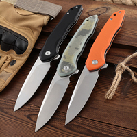 Bochen Tactique Pierre Lavé Couteau Pliant G10 Poignée Chasse En Plein Air Couteau Pliant Camping EDC D2 Lame Orange Camo Noir