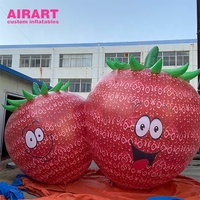 Décoration publicitaire : Fruits de dessin animé gonflables en forme de fraise, modèles de fraises gonflables personnalisés pour l'affichage