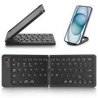 Clavier sans fil mini portable à double pliage pour téléphones mobiles, tablettes, ordinateurs portables, ordinateurs de bureau, clavier Bluetooth