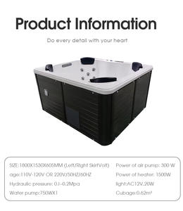 อ่างน้ำร้อนอะคริลิคหรูหรา 4 ที่นั่ง สำหรับกลางแจ้ง พร้อมระบบนวดจากุซซี่ และรับปรับแต่งตามแบบ OEM เหมาะสำหรับงานปาร์ตี้และอาบน้ำผ่อนคลาย - Product Image 4