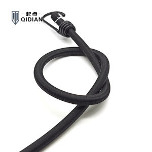 Sangle de remorquage élastique tressée en nylon solide noir de 8mm <span class=keywords><strong>crochet</strong></span> de cordon de choc en latex élastique à haute élasticité de 60cm <span class=keywords><strong>pour</strong></span> véhicules de cargaison de bâche - Product Image 2