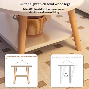 Tavolino da Caffè Ovale Moderno in Legno con Contenitore per Piccoli Appartamenti, Stile <span class=keywords><strong>Etnico</strong></span>, Basso a Livello del Pavimento, Arredamento per la Casa - Product Image 4